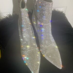 Sparkling Silver Ankle Boots